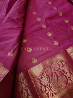Load image into Gallery viewer, Kanchi semi soft silk x Copper zari saree - Pink
