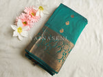 Load image into Gallery viewer, Kanchi semi soft silk x Copper zari saree - Green
