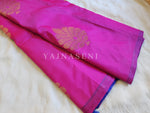 Load image into Gallery viewer, Soft Silk Borderless x Copper Motifs Saree : Magenta x Blue

