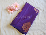 Load image into Gallery viewer, Soft Silk Borderless x Copper Motifs Saree : Purple x Green

