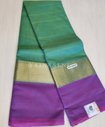 Load image into Gallery viewer, Minimalist Cotton Saree , Temple border Series : Seafoam green x Purple
