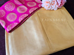 Load image into Gallery viewer, Satin saree + brocade blouse : Gold latte
