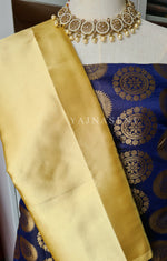 Load image into Gallery viewer, Satin saree + brocade blouse : Gold latte
