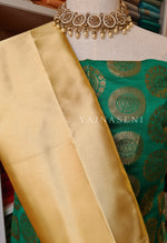 Load image into Gallery viewer, Satin saree + brocade blouse : Gold latte
