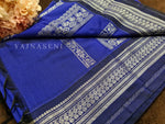 Load image into Gallery viewer, Kalyani Cotton Saree - Silver Zari : Blue x Midnight Blue
