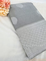 Load image into Gallery viewer, Linen silk x Silver zari - Steel Grey
