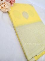 Load image into Gallery viewer, Linen silk x Silver zari - Light Yellow
