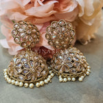 Load image into Gallery viewer, DIYA Jhumkas (champagne-gold)
