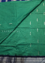 Load image into Gallery viewer, Kalyani Cotton Saree - Silver Zari : Pine x Blue
