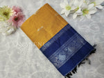 Load image into Gallery viewer, Kalyani Cotton Saree - Silver Zari : Mango x Blue
