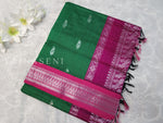 Load image into Gallery viewer, Kalyani Cotton Saree - Silver Zari : Parrot x Berry x Pink
