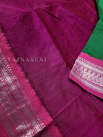 Load image into Gallery viewer, Kalyani Cotton Saree - Silver Zari : Parrot x Berry x Pink

