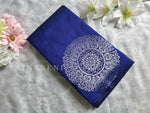 Load image into Gallery viewer, Soft Silk Borderless Silver Mandala Saree - Royal Blue
