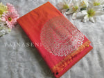 Load image into Gallery viewer, Soft Silk Borderless Silver Mandala Saree - Coral
