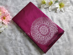 Load image into Gallery viewer, Soft Silk Borderless Silver Mandala Saree - Magenta
