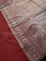 Load image into Gallery viewer, Soft Silk Borderless Silver Mandala Saree - Deep Red
