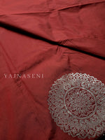 Load image into Gallery viewer, Soft Silk Borderless Silver Mandala Saree - Deep Red
