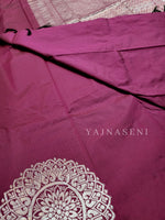 Load image into Gallery viewer, Soft Silk Borderless Silver Mandala Saree - Magenta
