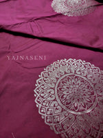Load image into Gallery viewer, Soft Silk Borderless Silver Mandala Saree - Magenta
