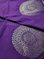 Load image into Gallery viewer, Soft Silk Borderless Silver Mandala Saree - Violet
