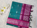 Load image into Gallery viewer, Kalyani Cotton Saree - Silver Zari : Teal x Berry x Pink
