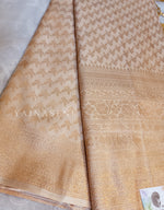 Load image into Gallery viewer, Soft Silk Copper Zari Saree - Ivory (brocade , leaf)
