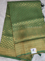Load image into Gallery viewer, Soft Silk Copper Zari Saree - Green (brocade , leaf)
