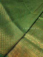 Load image into Gallery viewer, Soft Silk Copper Zari Saree - Green (brocade , leaf)
