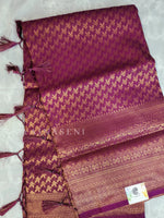 Load image into Gallery viewer, Soft Silk Copper Zari Saree - Purple (brocade , leaf)
