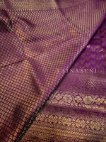 Load image into Gallery viewer, Soft Silk Copper Zari Saree - Purple (brocade , leaf)
