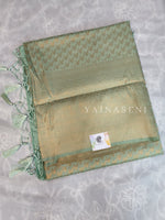 Load image into Gallery viewer, Soft Silk Copper Zari Saree - Mint (brocade , leaf)
