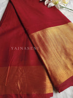 Load image into Gallery viewer, Chiffon saree x Gold border : Red
