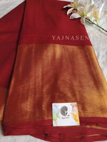 Load image into Gallery viewer, Chiffon saree x Gold border : Red
