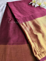 Load image into Gallery viewer, Chiffon saree x Gold border : Burgundy
