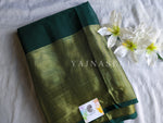 Load image into Gallery viewer, Chiffon saree x Gold border : Dark Green
