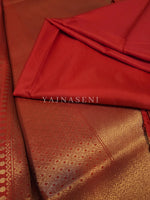 Load image into Gallery viewer, Banarasi Soft Silk Saree x Light Gold Zari - Red
