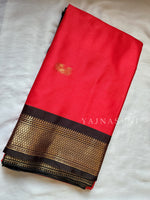 Load image into Gallery viewer, Cotton Silk Saree - Red x Black
