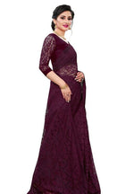 Load image into Gallery viewer, Lace Saree - Burgundy
