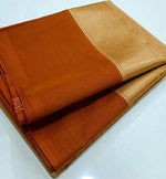 Load image into Gallery viewer, Minimalist Cotton Saree , Temple border Series : Tan x Brown
