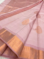 Load image into Gallery viewer, Marshmallow - Pure Silk Saree with Rose Gold Zari
