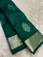 Load image into Gallery viewer, Pine - Pure Silk Saree with White Gold Zari
