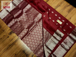Load image into Gallery viewer, Maroon - Pure Kanjivaram Silk Saree with Silver Zari

