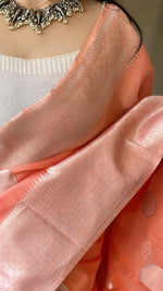 Load image into Gallery viewer, Linen silk x Silver zari - Grapefruit
