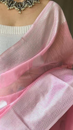 Load image into Gallery viewer, Linen silk x Silver zari - Pastel Pink
