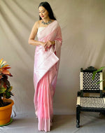 Load image into Gallery viewer, Linen silk x Silver zari - Pastel Pink
