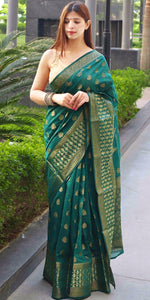 Load image into Gallery viewer, Soft Linen Cotton Saree - Avocado
