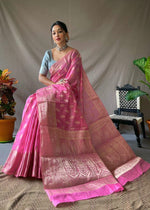 Load image into Gallery viewer, Linen silk x Champagne zari - Sweet Pink
