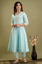 Load image into Gallery viewer, Anarkali kurti set - ABARNA (pastel blue)
