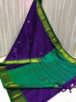 Load image into Gallery viewer, Cotton Silk Saree - Purple x Green
