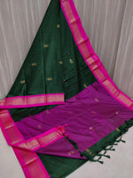 Load image into Gallery viewer, Cotton Silk Saree - Green x Pink
